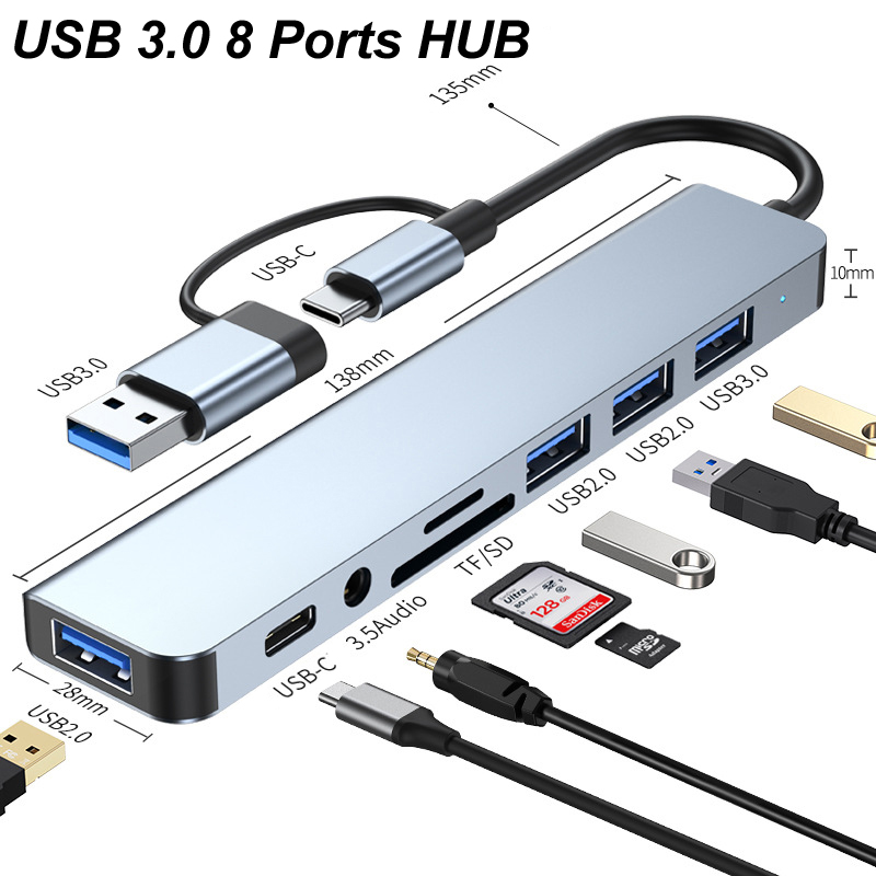 Usb Hub Type C - ฮับ USB TYPE-C 3.0 แบบ 8-IN-1