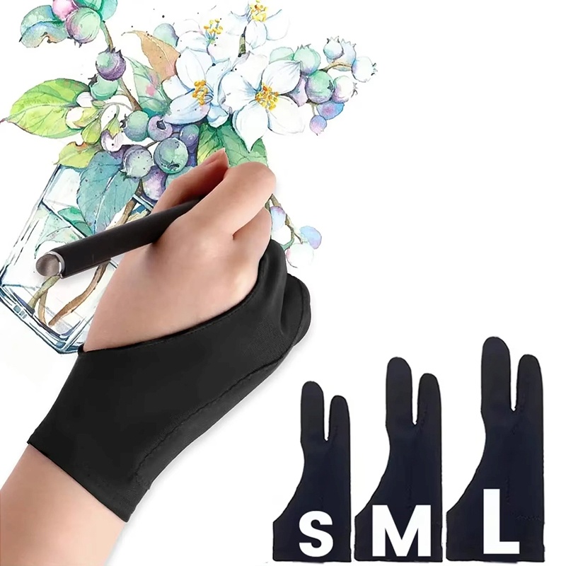 Drawing Glove Artist - ถุงมือวาดภาพสองนิ้ว ขนาด S/M/L ป้องกันการสัมผัส ป้องกันคราบสกปรก สำหรับแท็บเล็ต