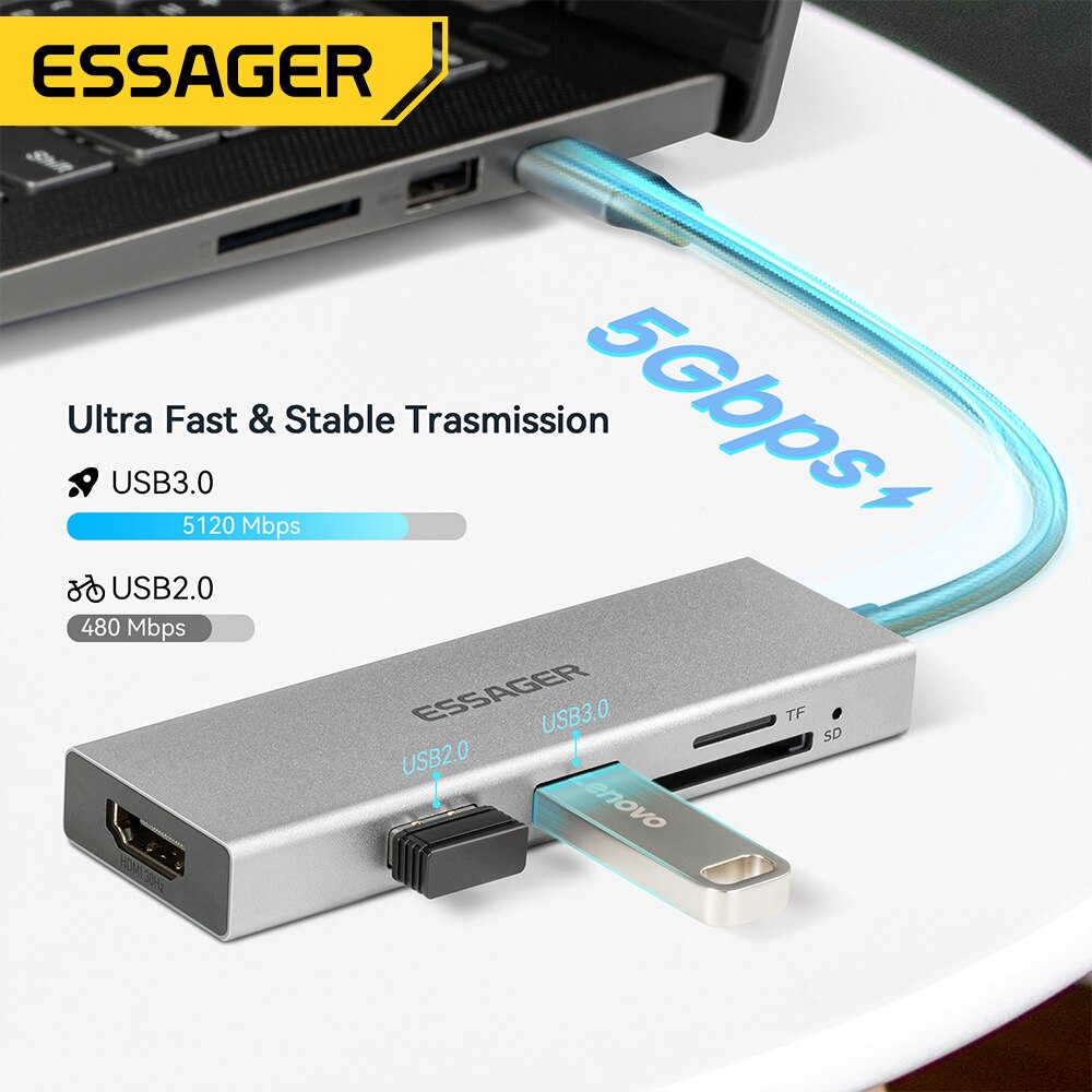 Essager 5 in 1 USB ฮับ C HDMI- - Usb Hub Type C บทวิจารณ์และราคา